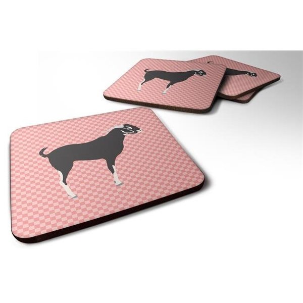 Carolines Treasures Carolines Treasures BB7884FC Black Bengal Goat Pink Check Foam Coaster; Set of 4 BB7884FC